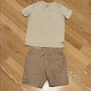 Boys Henley Shirt sz 7 and Tan Shorts sz 8  lot